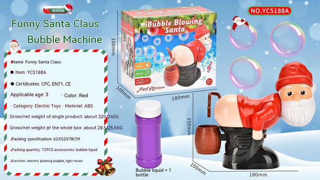 Electric Santa Claus Bubble Blowing Machine with Music & Light