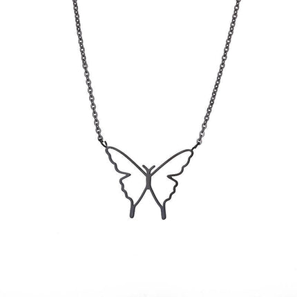 Hollow Butterfly Wings Pendant Necklace for Women