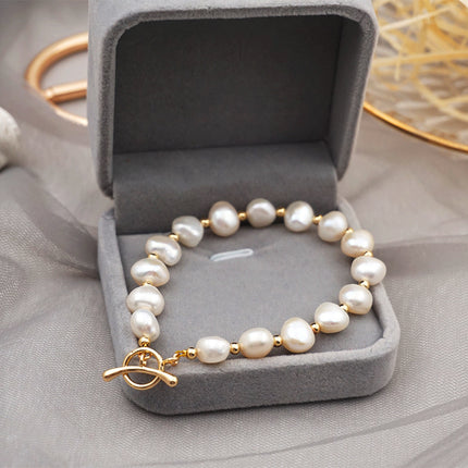 14K Real Gold Plated Pearl Bracelet (Female)