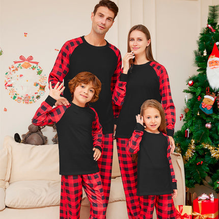 Christmas Solid Color Plaid Printed Matching Pajamas (Family Set)