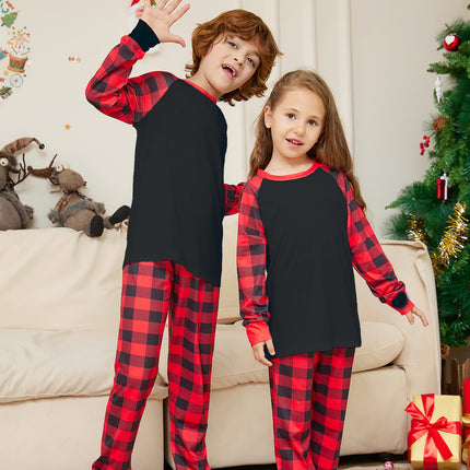 Christmas Solid Color Plaid Printed Matching Pajamas (Family Set)