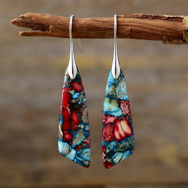 Bohemian Geometric Stone Pendant Earrings