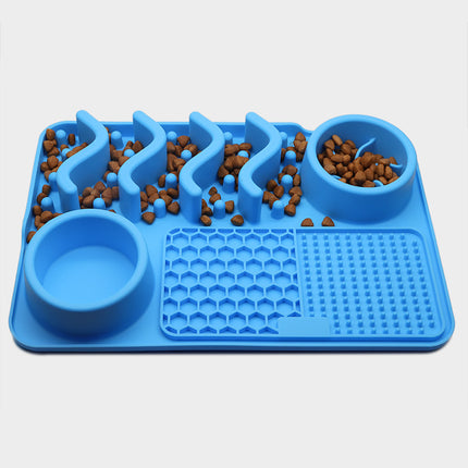 Pet Multi-Functional Silicone Licking Pad with Food Bowl