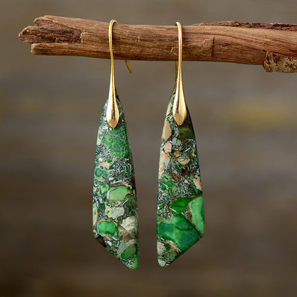 Bohemian Geometric Stone Pendant Earrings