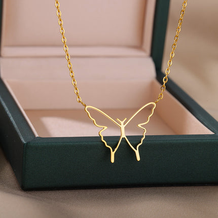 Hollow Butterfly Wings Pendant Necklace for Women