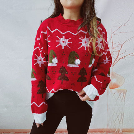 Women's Fashion Christmas Round Neck Long Sleeve Sweater