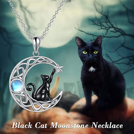 Moon Star Black Cat Pendant