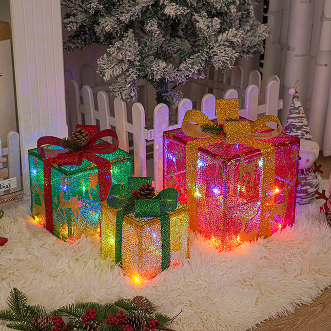 Holiday Christmas Light-Up Gift Box with Bow