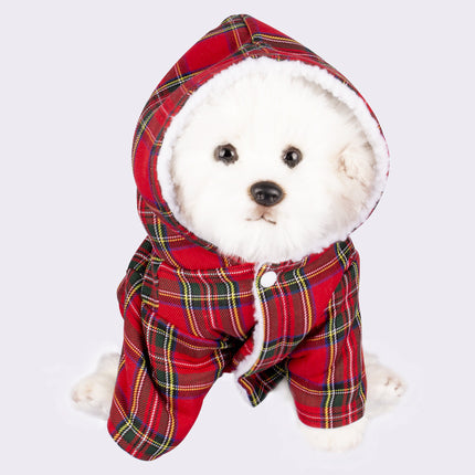 Pet Plaid Hooded Sweater