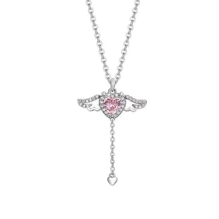 Zircon Angel Clavicle Chain with Hearts