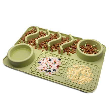 Pet Multi-Functional Silicone Licking Pad with Food Bowl