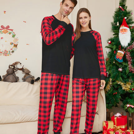 Christmas Solid Color Plaid Printed Matching Pajamas (Family Set)