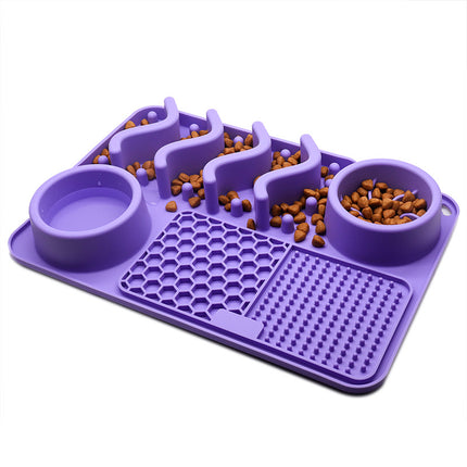 Pet Multi-Functional Silicone Licking Pad with Food Bowl