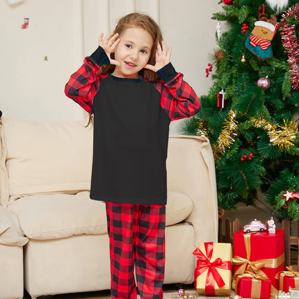 Christmas Solid Color Plaid Printed Matching Pajamas (Family Set)