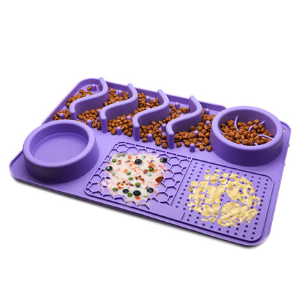 Pet Multi-Functional Silicone Licking Pad with Food Bowl