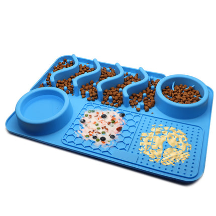 Pet Multi-Functional Silicone Licking Pad with Food Bowl