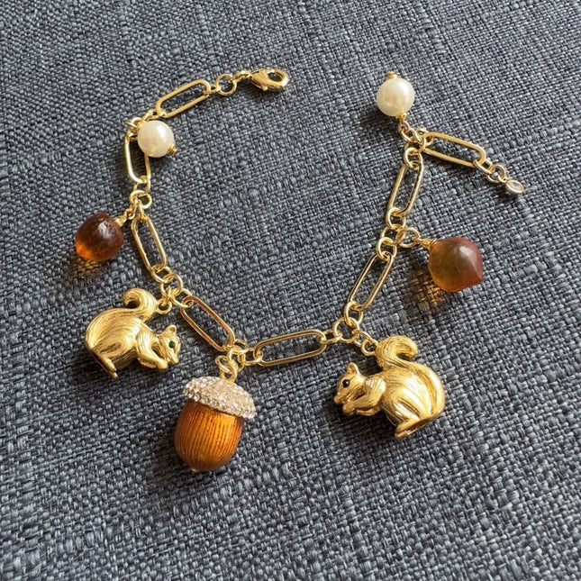 Squirrel Pinecone Orange Bracelet